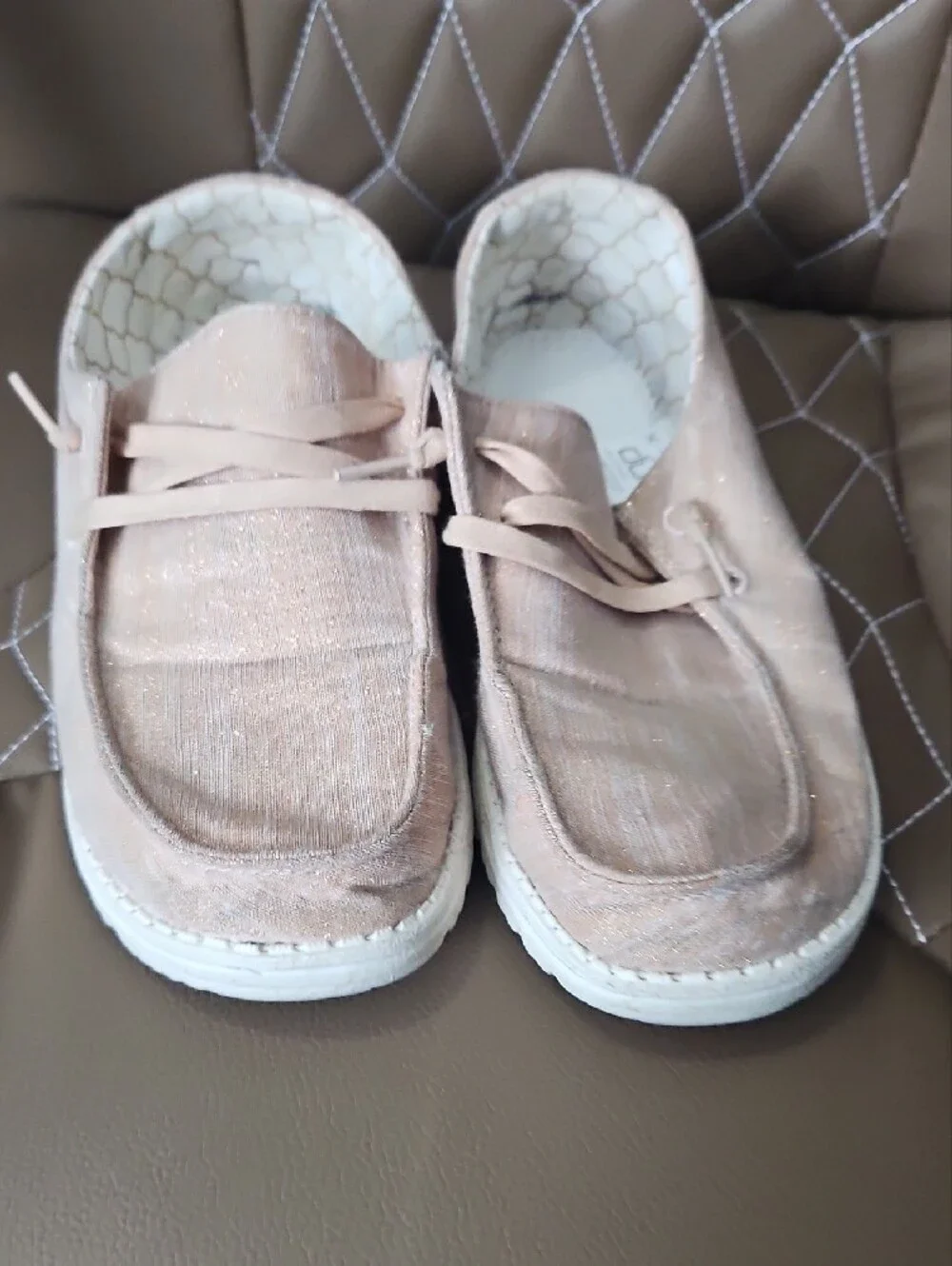 Hey Dude Sparkle Slip-On Shoes in Light Pink